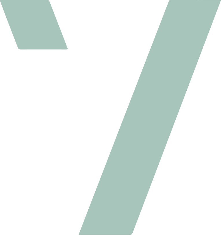 Logo von Ventron, stilisiert als großes 'V', symbolisiert Energieeffizienz und moderne Heiztechnologien